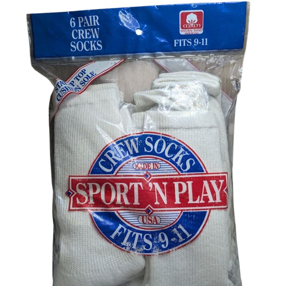 Vintage New‎ 6 Pack sport 'n play crew socks pack